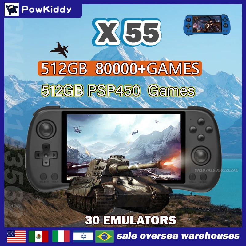 Retro Gaming La - 80000 giochi 512G POWKIDDY X55 Schermo