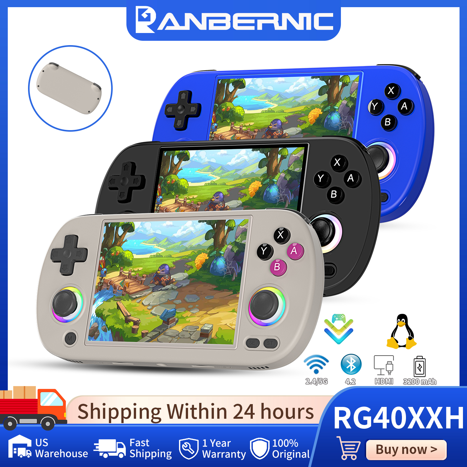 Retro Gaming La - Console di Gioco Portatile Anbernic RG40XX