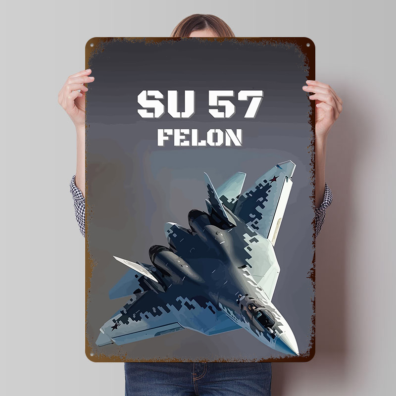 Retro Poster Gaming - SU-57 Felon Fighter Jet Poster in