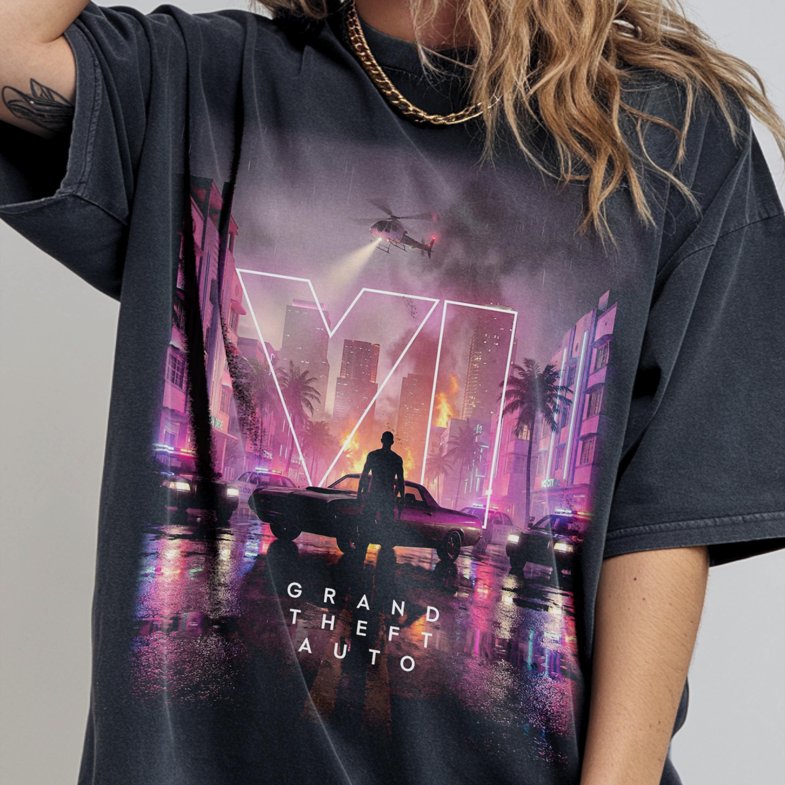 T-shirt Grafica GTA VI Vice Ci - Retro Gaming T Shirt recensione e prezzo
