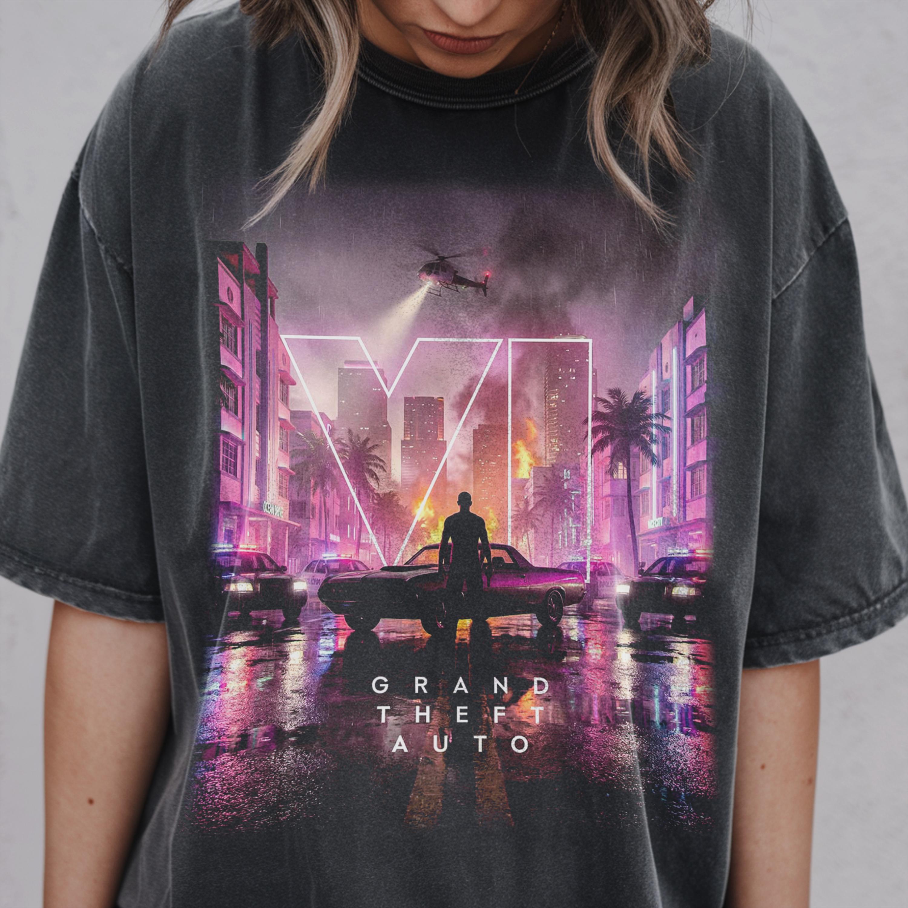 T-shirt Grafica GTA VI Vice Ci - Retro Gaming T Shirt recensione e prezzo
